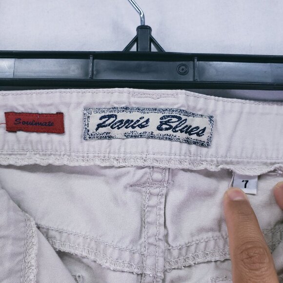 Paris Blues Soulmate Beige Button Up Front Pockets Wide Leg Cargo Pants Size 7 - Picture 15 of 15